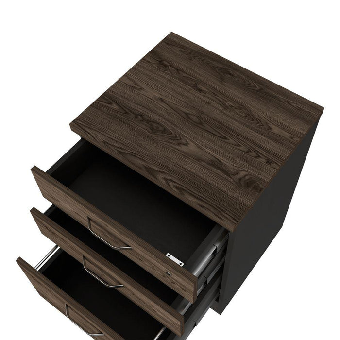 Archivador Bajo Yuram, Avellana, tres cajones y un cajon con cerradura