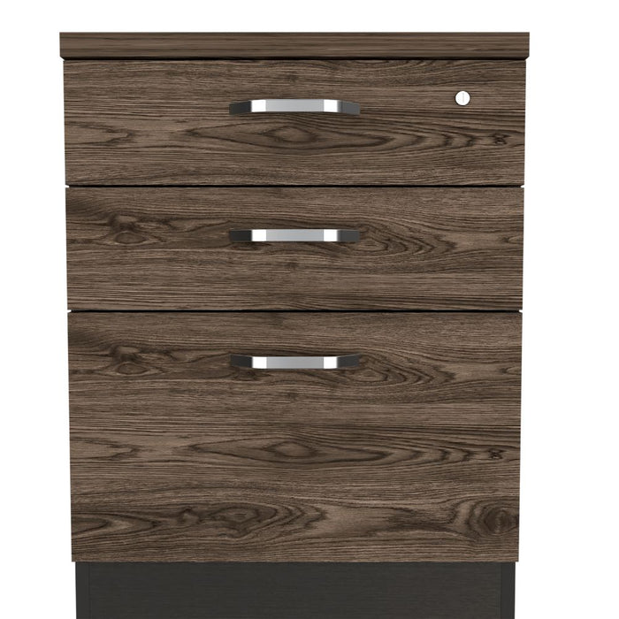 Archivador Bajo Yuram, Avellana, tres cajones y un cajon con cerradura