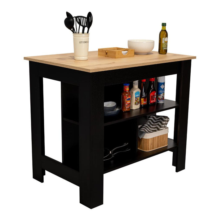 Barra de Cocina Cala, Wengue y Café Claro, Con amplia superficie en la mesa ZF