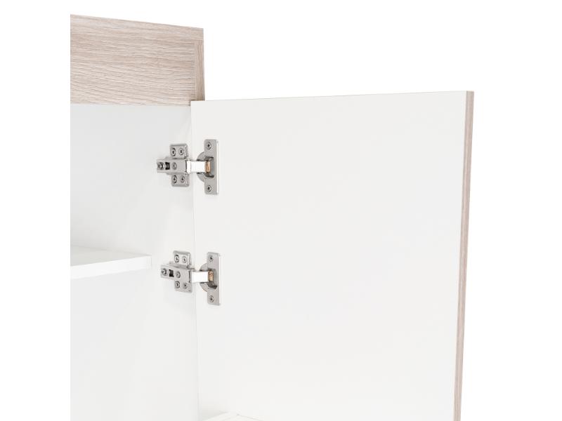 Alacena Multiusos Varese, Bardolino y Blanco Vainilla, Posee Un Estante Adicional En La Puerta y Cuatro Entrepaños