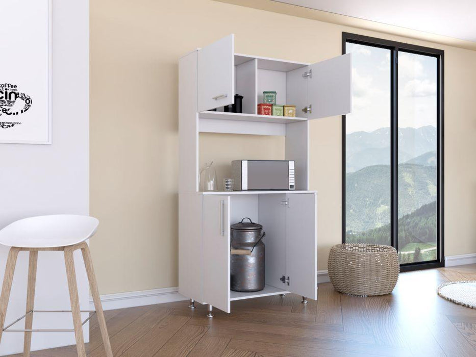 Alacena Everton, Blanco, con Cuatro Puertas y Patas de Acero