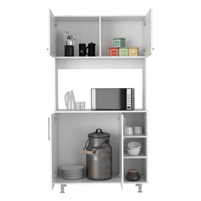 Alacena Everton, Blanco, con Cuatro Puertas y Patas de Acero