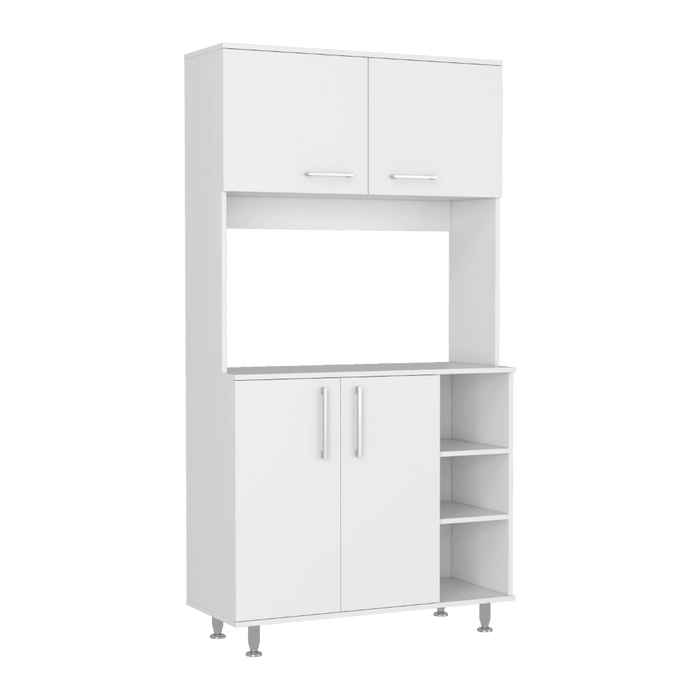 Alacena Everton, Blanco, con Cuatro Puertas y Patas de Acero