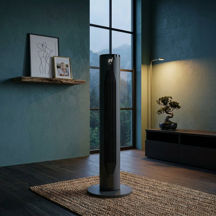 Ventilador de Torre Zenin 36, Negro, con Temporizador Incluye Control Remoto