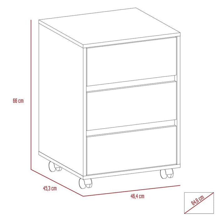 Archivador Kova, Blanco Duqueza, con Tres Cajones