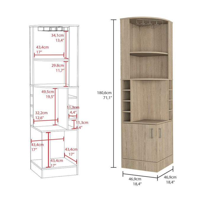 Bar Esquinero Ascher, Beige, con Dos Puertas y Porta Copas