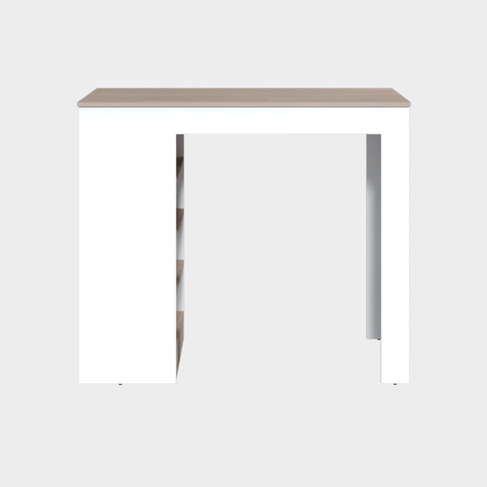 Barra Auxiliar de Cocina Greer, Blanco Duqueza y Positano, con espacio para ubicar objetos de cocina