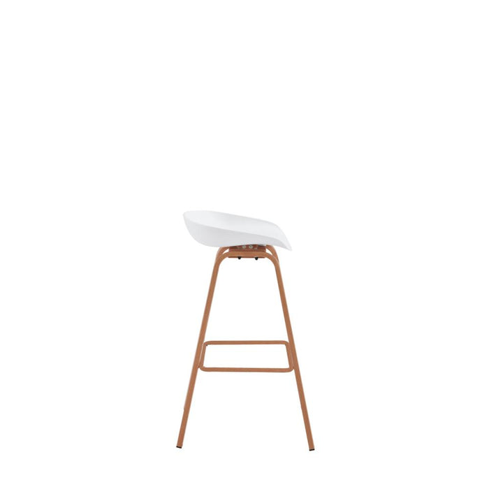 Kit de Dos Sillas Bar Dary, Blanco y Café Claro, con base metal y diseño moderno