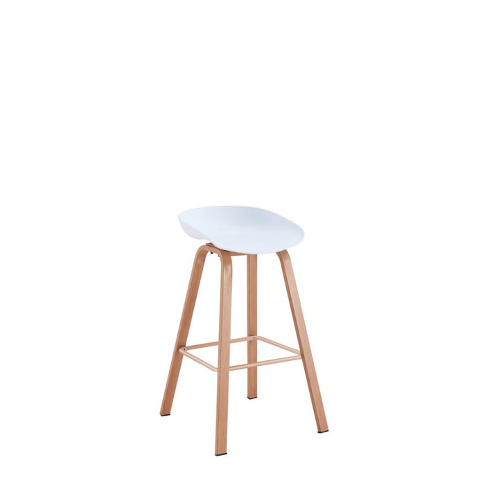 Kit de Dos Sillas Bar Dary, Blanco y Café Claro, con base metal y diseño moderno