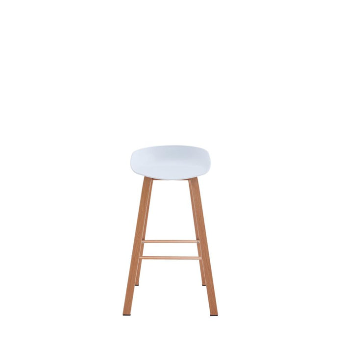 Kit de Dos Sillas Bar Dary, Blanco y Café Claro, con base metal y diseño moderno