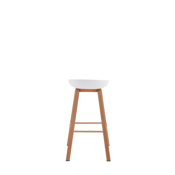 Kit de Dos Sillas Bar Dary, Blanco y Café Claro, con base metal y diseño moderno