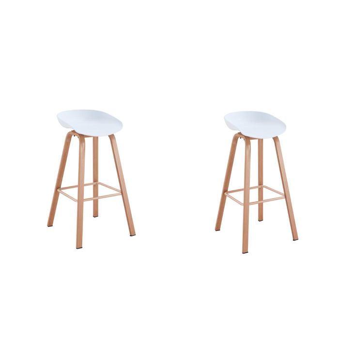 Kit de Dos Sillas Bar Dary, Blanco y Café Claro, con base metal y diseño moderno