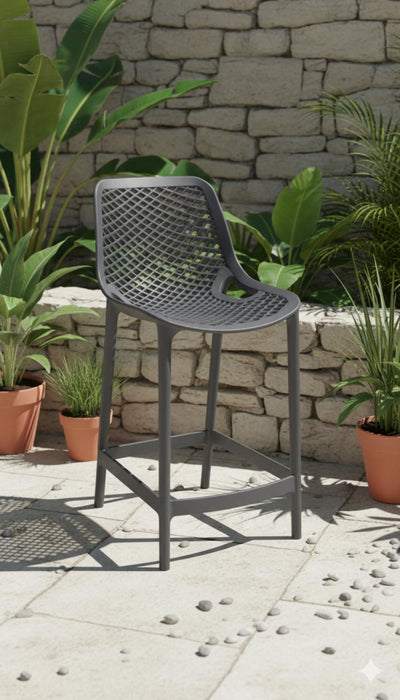 Silla para Bar Miame, Color Gris Oscuro, con reposa pies en diseño Moderno