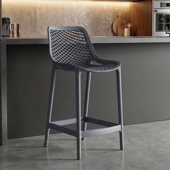 Silla para Bar Miame, Color Gris Oscuro, con reposa pies en diseño Moderno