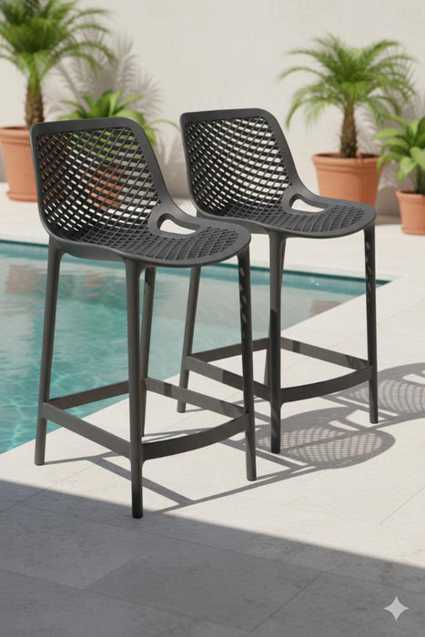 Silla para Bar Miame, Color Negro, con reposa pies en diseño Moderno