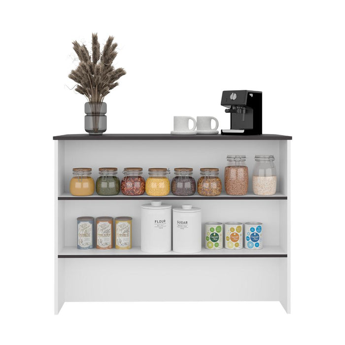 Barra de Cocina Diamante, Kronos Blanco y Kronos Wengue, con Entrepaños ZF