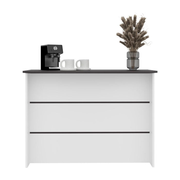 Barra de Cocina Diamante, Kronos Blanco y Kronos Wengue, con Entrepaños ZF