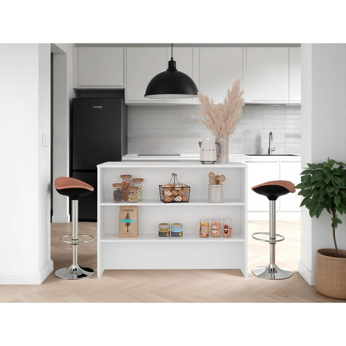 Barra de Cocina Diamante, Kronos Blanco con Entrepaños ZF