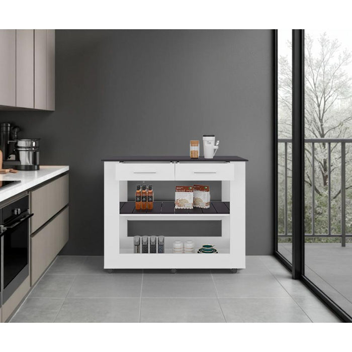 Barra de Cocina Cala, Blanco y Wengue, Con amplia superficie en la mesa ZF