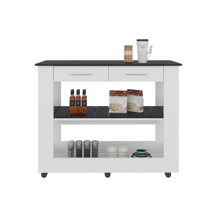 Barra de Cocina Cala, Blanco y Wengue, Con amplia superficie en la mesa ZF