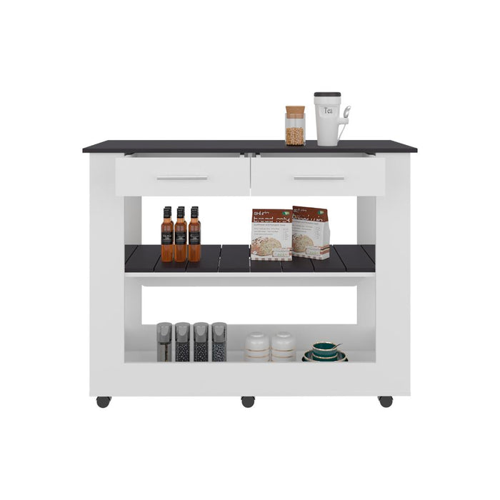 Barra de Cocina Cala, Blanco y Wengue, Con amplia superficie en la mesa ZF