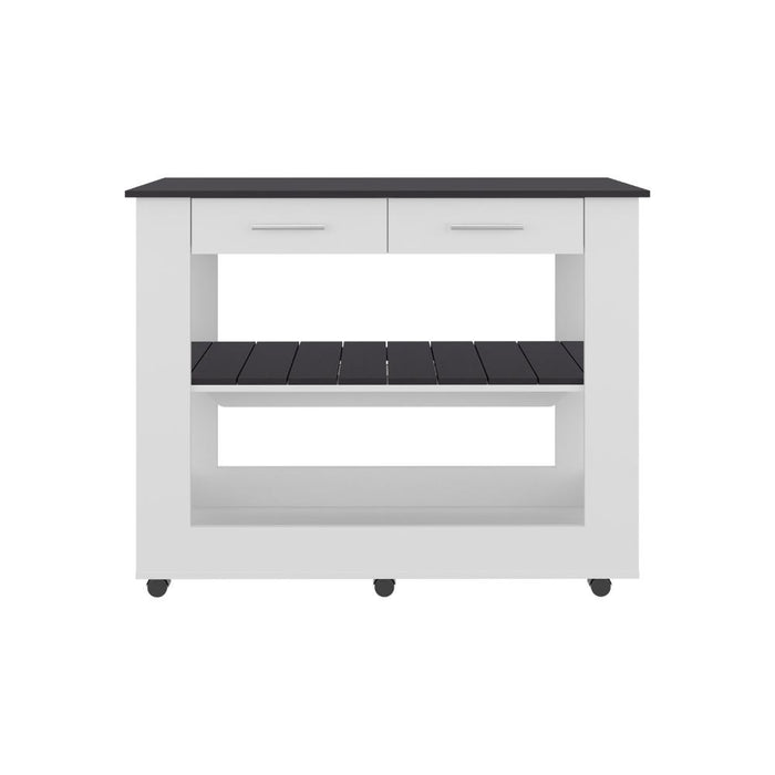 Barra de Cocina Cala, Blanco y Wengue, Con amplia superficie en la mesa ZF