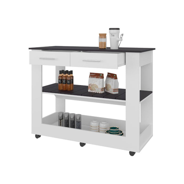 Barra de Cocina Cala, Blanco y Wengue, Con amplia superficie en la mesa ZF