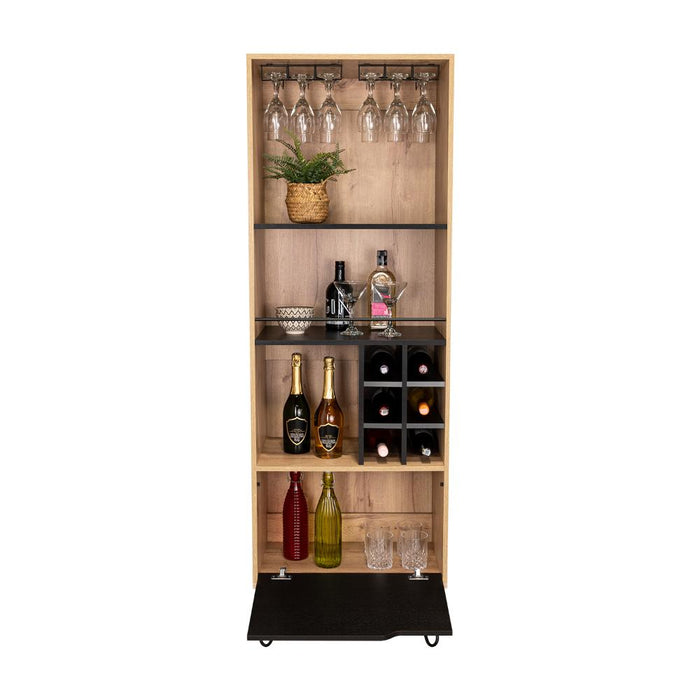 Bar Alto Cleo, Café Claro y Wengue, con Con Espacio Para Porta Vasos y Botellas