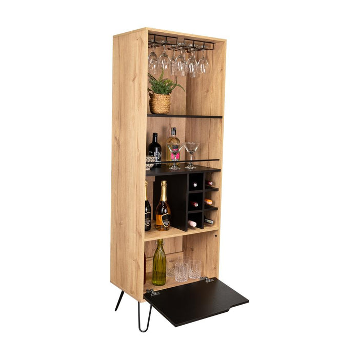 Bar Alto Cleo, Café Claro y Wengue, con Con Espacio Para Porta Vasos y Botellas
