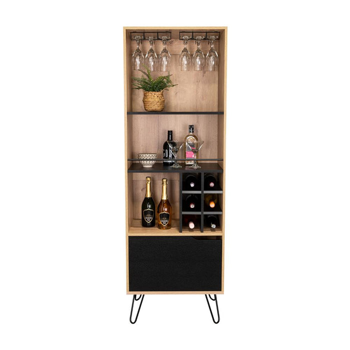 Bar Alto Cleo, Café Claro y Wengue, con Con Espacio Para Porta Vasos y Botellas