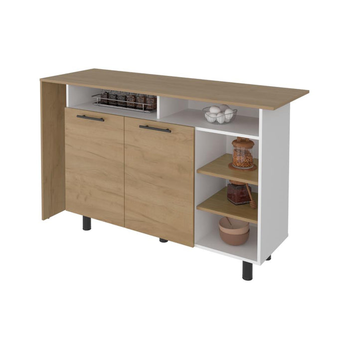 Barra de Cocina Corsia, Fresno Kronos y Kronos Blanco, con Dos Puertas Abatibles ZF