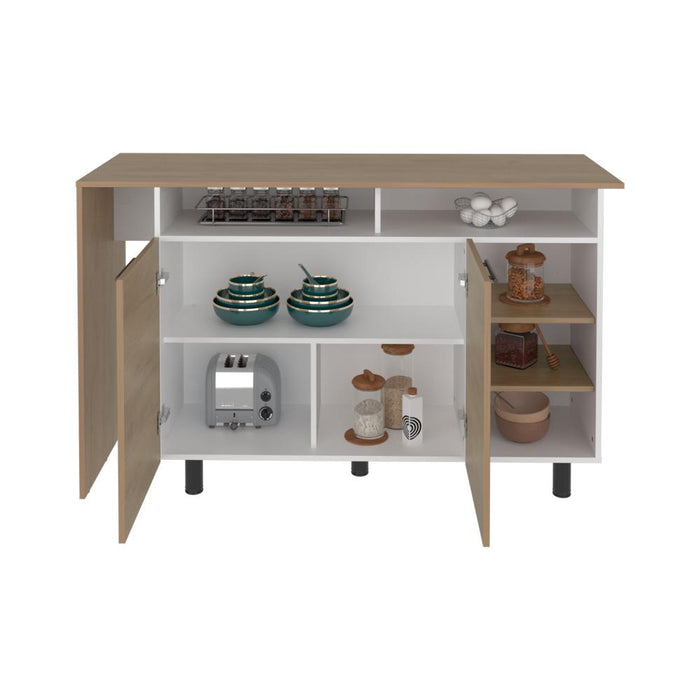 Barra de Cocina Corsia, Fresno Kronos y Kronos Blanco, con Dos Puertas Abatibles ZF