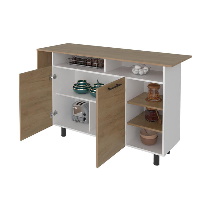 Barra de Cocina Corsia, Fresno Kronos y Kronos Blanco, con Dos Puertas Abatibles ZF