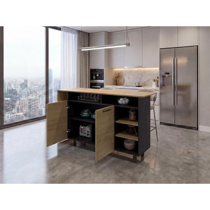 Barra de Cocina Corsia, Fresno Kronos y Kronos Wengue, con Dos Puertas Abatibles ZF