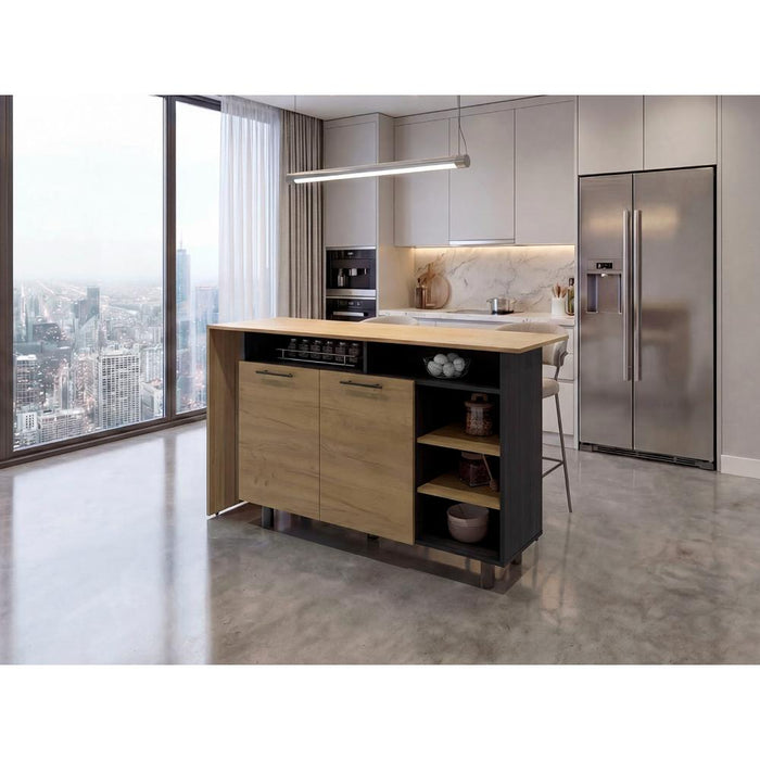 Barra de Cocina Corsia, Fresno Kronos y Kronos Wengue, con Dos Puertas Abatibles ZF
