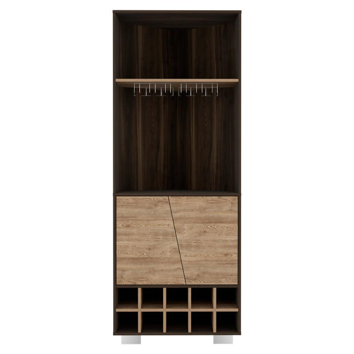 Bar Esquinero Orus, Caoba, con Espacio Para Botellas y Porta Copas