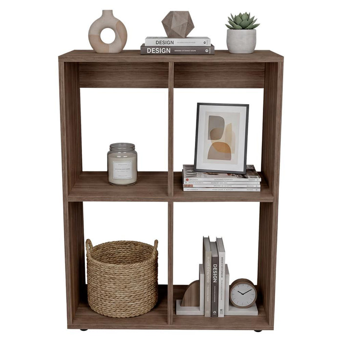 Biblioteca Etto Eco, Avellana, con Entrepaños para Ubicar Objetos Decorativos