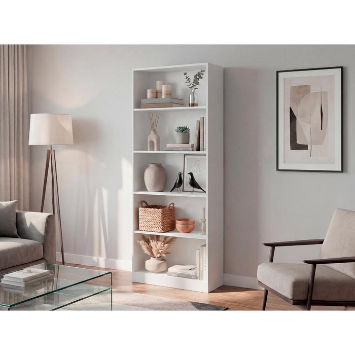 Biblioteca Básica, Blanco, con 4 Entrepaños para Objetos Decorativos y de Fácil Armado ZF