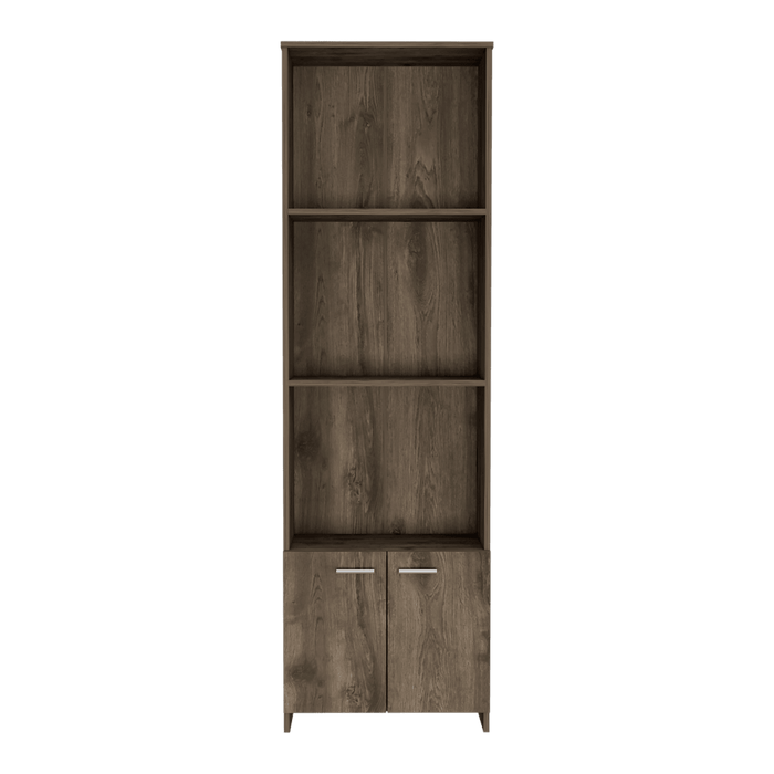 Biblioteca Milán, Avellana, con Dos Puertas Abatibles y Tres Entrepaños