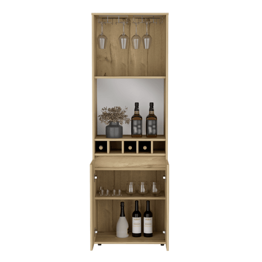 Bar Alto Prandy, Café Claro, con Amplio Espacio Para Almacenamiento de Botellas ZF - VIRTUAL MUEBLES