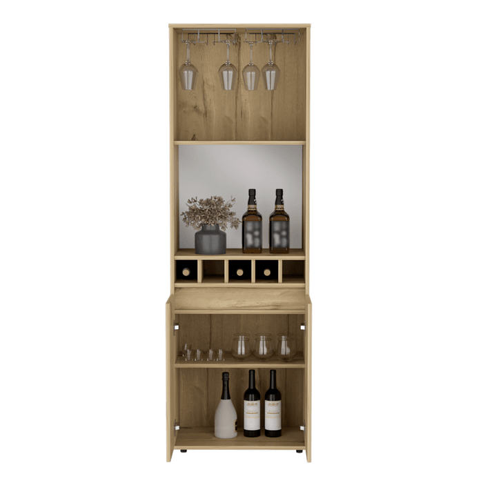 Bar Alto Prandy, Café Claro, con Amplio Espacio Para Almacenamiento de Botellas ZF - VIRTUAL MUEBLES