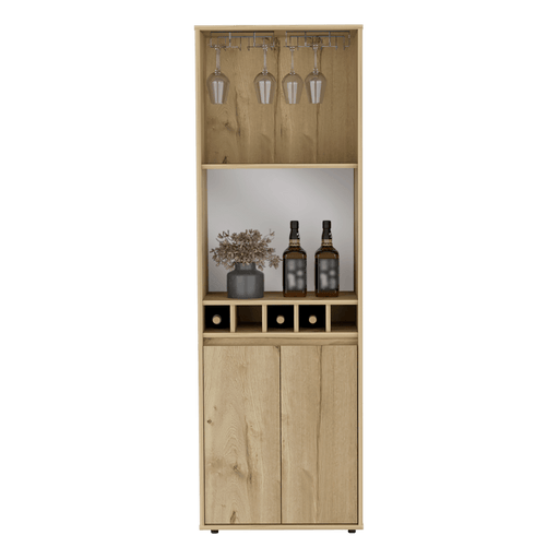 Bar Alto Prandy, Café Claro, con Amplio Espacio Para Almacenamiento de Botellas ZF - VIRTUAL MUEBLES