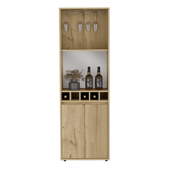 Bar Alto Prandy, Café Claro, con Amplio Espacio Para Almacenamiento de Botellas ZF - VIRTUAL MUEBLES