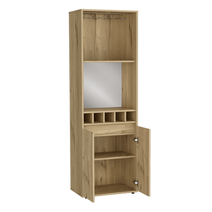 Bar Alto Prandy, Café Claro, con Amplio Espacio Para Almacenamiento de Botellas ZF - VIRTUAL MUEBLES