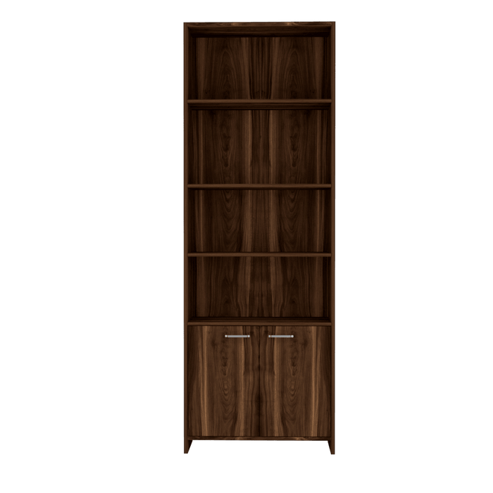 Biblioteca Milán, Caoba, con Dos Puertas Abatibles y Cuatro Entrepaños