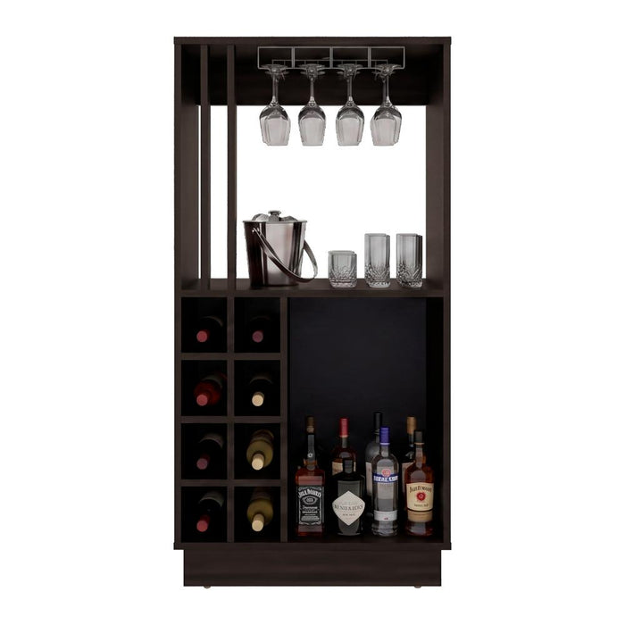 Bar Caoba, Nogal, con 8 Espacios para Botellas de Vino ZF