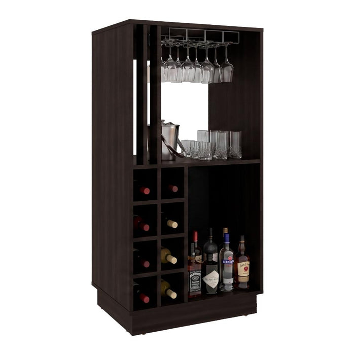 Bar Caoba, Nogal, con 8 Espacios para Botellas de Vino ZF
