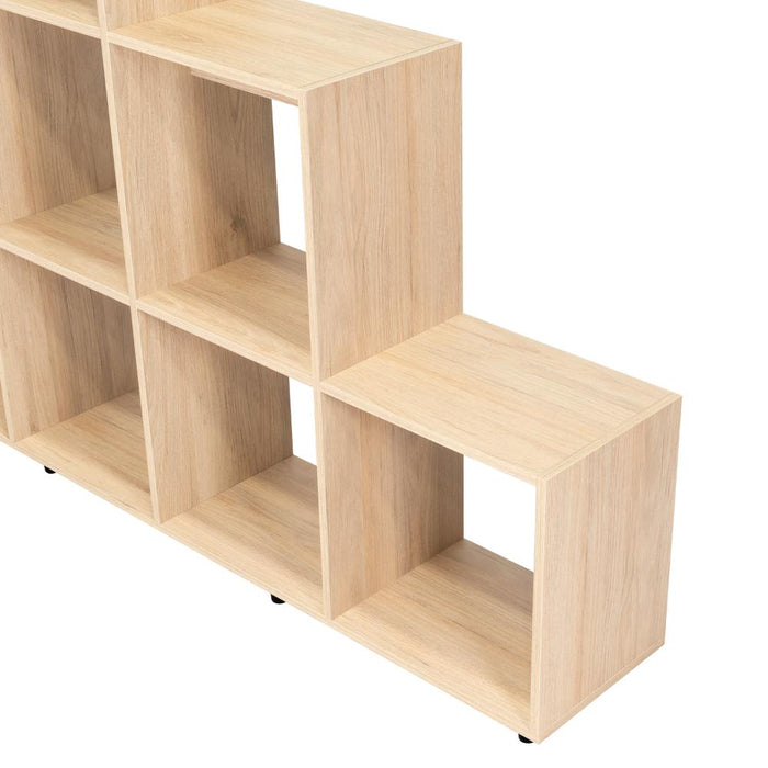 Biblioteca Escalera Ascher, Beige, Con Variedad de Espacios Para Libros y Artículos Decorativos