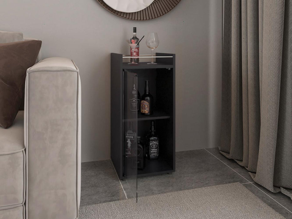 MiniBar Theba, Wengue, con espacio para botellas de vino y copas