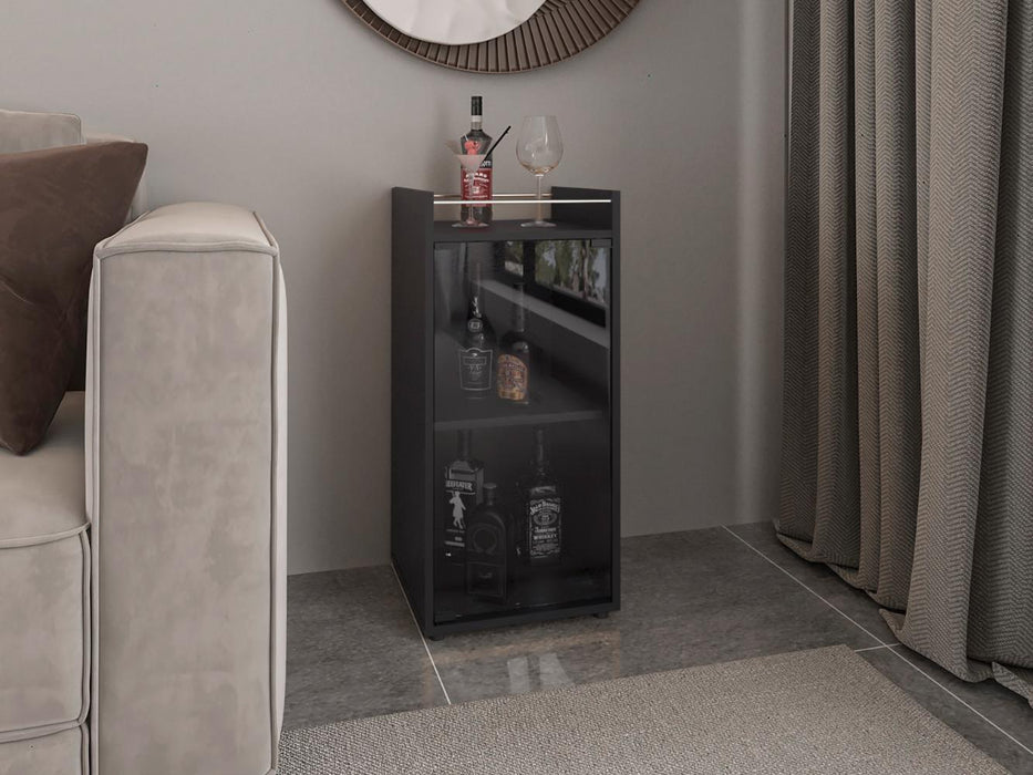 MiniBar Theba, Wengue, con espacio para botellas de vino y copas